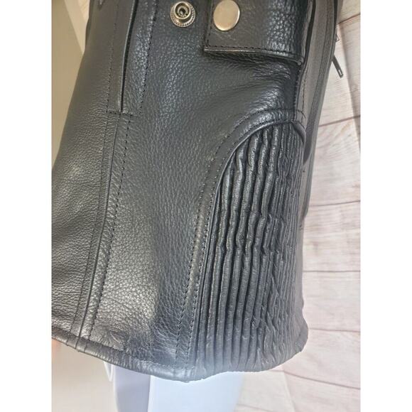 Leather Motorcycle Jacket Women Small Leather FREEDOM THIRTEEN ANGEL WINGS LINED - Picture 5 of 12